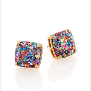 kate spade new york Small Square Glitter Stud Earrings